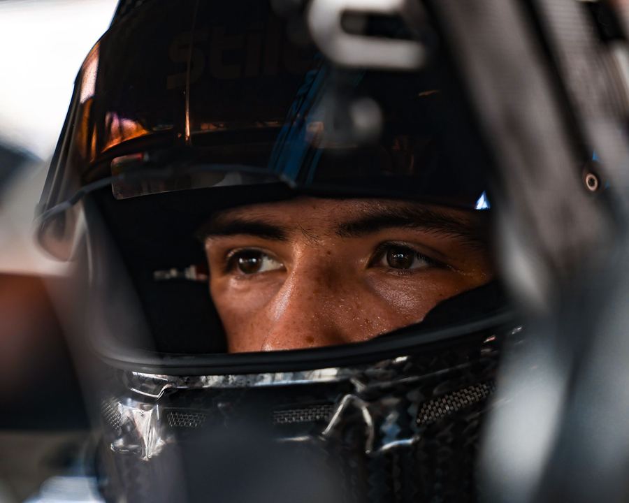 Jonah focused in his helmet