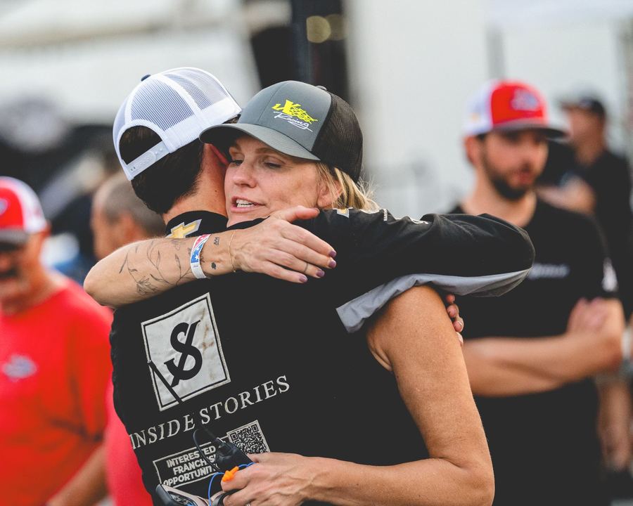 Jonah hugging family after his first win
